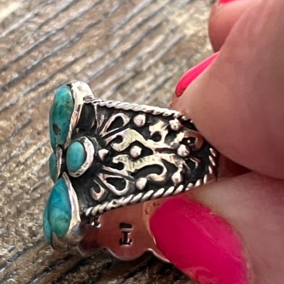NEW - Turquoise & Sterling Silver Teardrop Bezel-Cut Ring - 6 1/2 - Picture 12 of 15